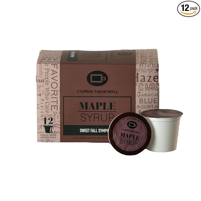 Maple Syrup Coffee Pods by Coffee Beanery | 12ct Flavored Coffee Pods Medium Roast Coffee Pods| 100% Specialty Arabica Coffee| Gourmet Coffee Pods