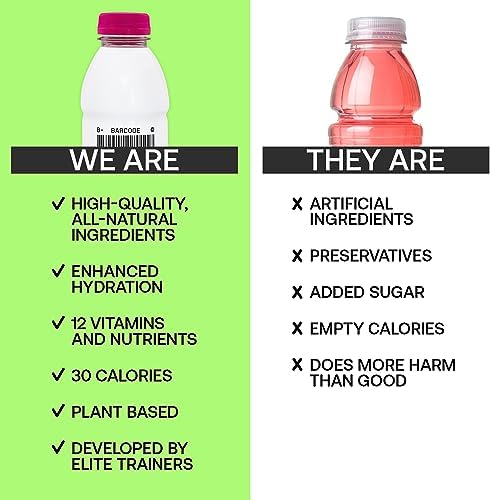 Barcode Premium Sports Hydration Drink, CheatCode, 12 Pack - No Added Sugar, Plant-Based Beverage - Adaptogen Drink for Immunity & Performance with 12 Vitamins & Nutrients - Ashwagandha & Magnesium