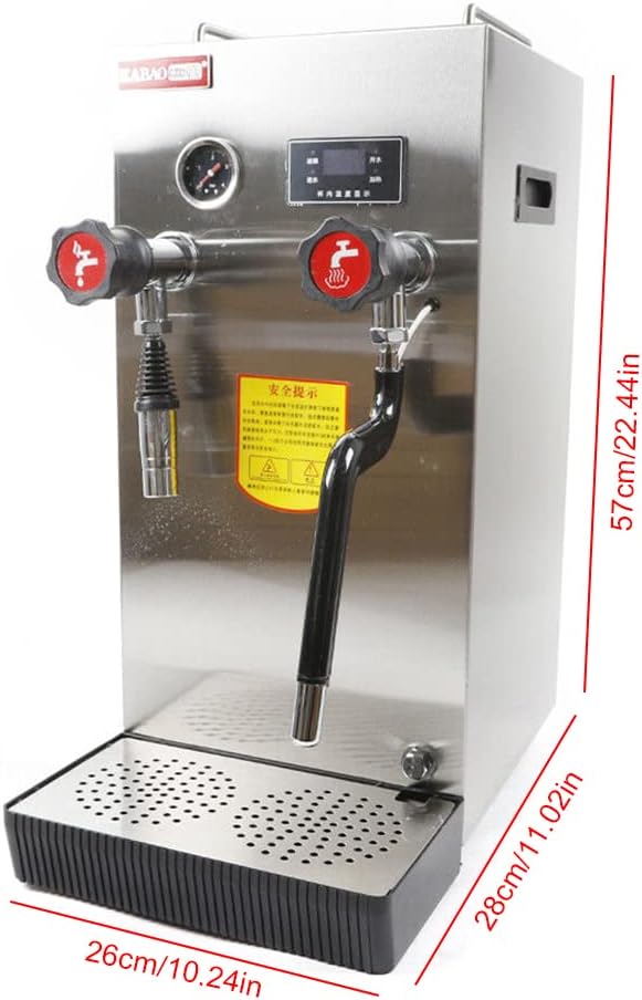 2500W Professional Espresso Coffee Machine, 2.1Gal Steam Water Boiling Machine, LED Display 360° Water Valve Coffee Machine for Tea Restaurant Equipment