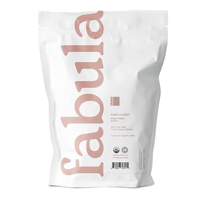 Fabula Coffee Light Roast Whole Beans - Organic - Low Acid - Single Origin - Non-GMO - Mold Free - 12 Ounces
