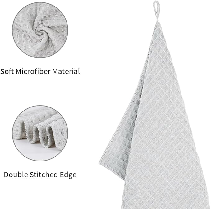 watchget Barista Micro Cloth 10 Pack, Microfiber Barista Cleaning Towels Microfiber Waffle Weave Kitchen Dish Cloth Coffee Bar Towel Coffee Machine Cleaning Cloth, Light Grey(12"x12")