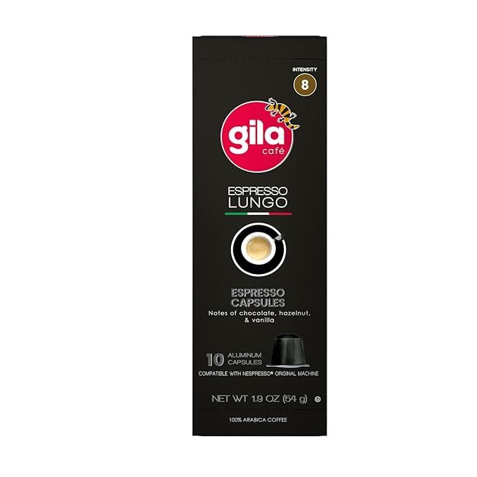GILA Café Espresso Lungo Aluminum Coffee Capsules – Medium Roast Coffee Pods Compatible with Nespresso Original Machines – 100% Mexican Arabica with Hazelnut & Vanilla Notes, 60 Count