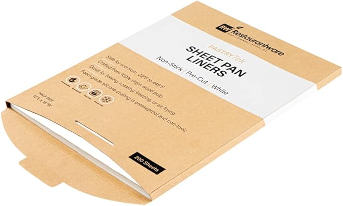 Restaurantware Pastry Tek 12 x 16 Inch Parchment Paper Sheets 1000 Greaseproof Baking Sheets For Oven - Pre-Cut Double-Sided Silicone Coating White Paper Nonstick Baking Sheets Half-Size