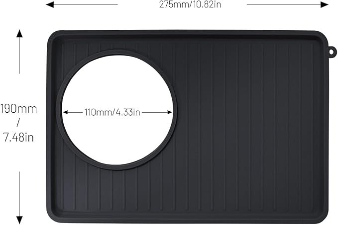 Coffee Mat for Breville 876, Espresso Tamper Mat, Food Grade Silicone Non-Slip, 10.83in x 7.48in, Waterproof Heat Resistant, Espresso Tamping Station for Espresso Machine Barista Accessories (Black)