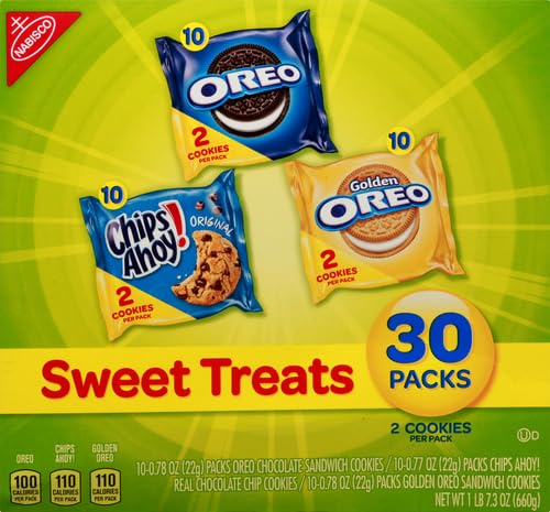 Nabisco Sweet Treats Cookie Variety Pack OREO, OREO Golden & CHIPS AHOY!, 30 Snack Packs (2 Cookies Per Pack) (Pack of 2)