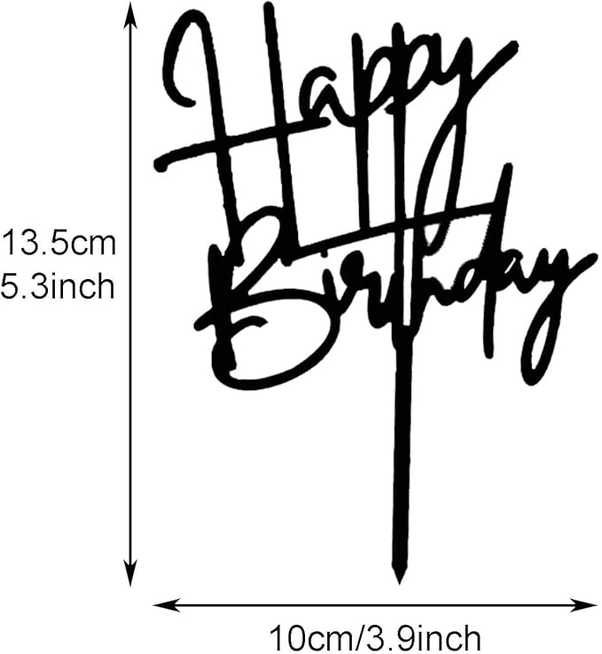 ZHENGYE 4 PCS Happy Birthday Cake Topper Set Black Happy Birthday Cupcake Toppers Acrylic Cake Toppers Decoration For Women Men Children Birthday Party Decoration Supplies
