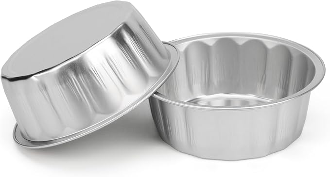 Beasea Ramekins with Lids, 8oz 100 Pack Disposable Aluminum Cups for Baking, Silver Aluminum Foil Creme Brulee Muffin Cupcake Baking Tin Mini Pudding Containers for Party Wedding Birthday