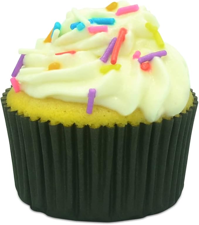Standard Baking Cups, Classic Black Greaseproof Festive Cupcake Liners, 150-count