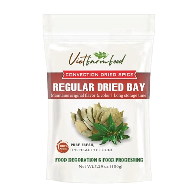 REGULAR DRIED BAY LEAVES 5.29 Oz (150g) VIETFARMFOOD: Natural pure, convection dried seasoning made from real vegetables - perfect for adding flavor to any meal, from cooking, baking, soups, sauces