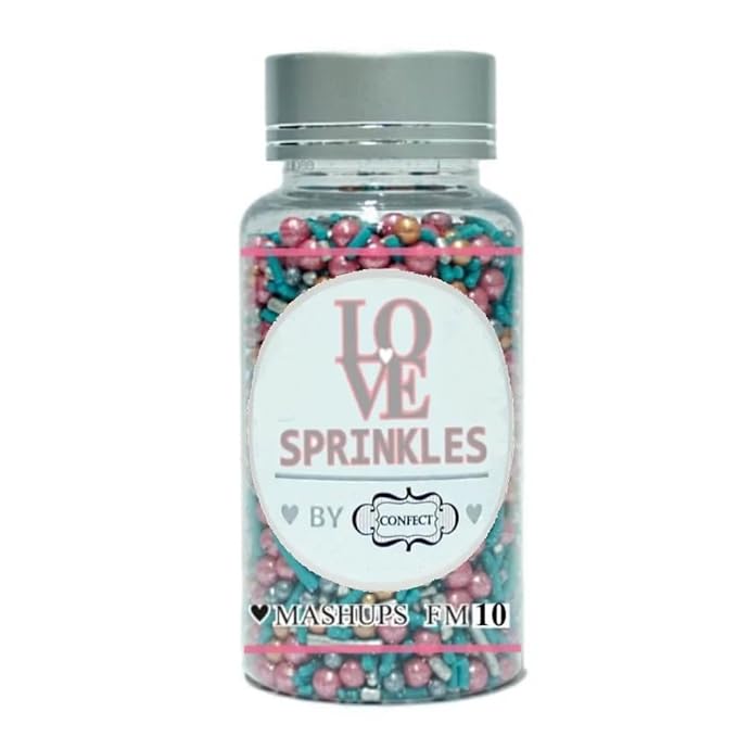 Confect Fusion Pearl Sprinkle Mix ??Pink, Teal & Gold Sugar Pearls | Edible Cake Topping for Cupcakes, Cookies & Desserts ??Decorative Baking Sprinkles Decoration | Vegan, Gluten-Free, Nut-Free, Soy-Free, Dairy-Free, Palm Oil-Free- 4.2 Oz