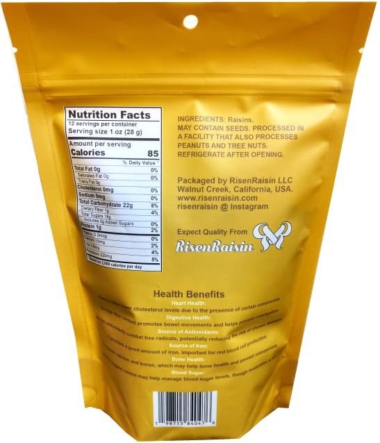 Cooking Raisins (Keshmesh Poloee) | 12 oz (340 g) | No Sugar Added | All Natural & Unsulfured | Soft & Flavorful | Ideal for Persian Rice & Baking | Packed in California | RisenRaisin Brand