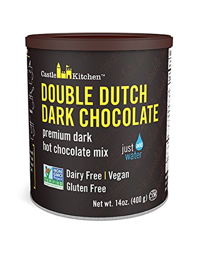 Castle Kitchen Double Decadent Dark Hot Chocolate (6 Pack) Premium Plant Based, Dairy Free, Gluten-Free, Vegan Hot Coca Mix - Just Add Water - 14 oz Can (84 total Ounces)