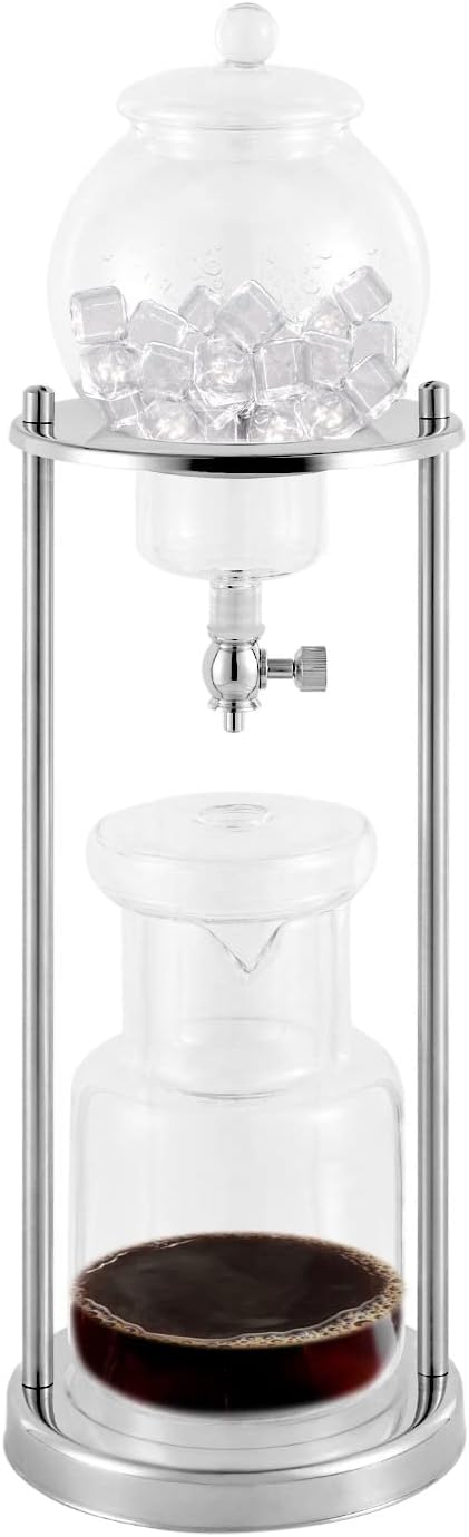 Cold Brew Drip Coffee Maker, 600ml/20.29oz Iced Coffee Brewer Machine Dripper Pot with Measuring Spoon and Stainless Steel Filter for Home Office Coffee Shop