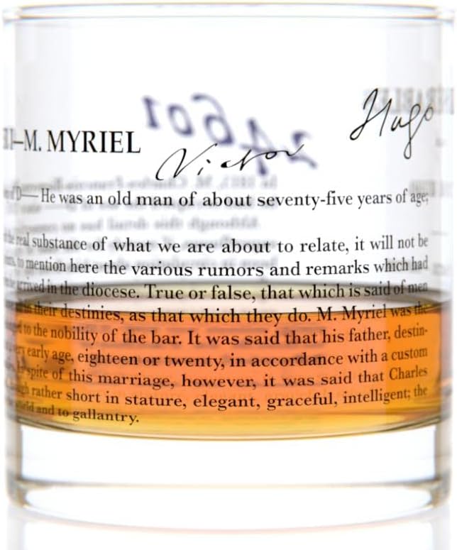 Well Told Classic Literature Rocks Glass - Les Misérables - Old Fashioned Whiskey Glass Gift for Book Lovers (11 oz)