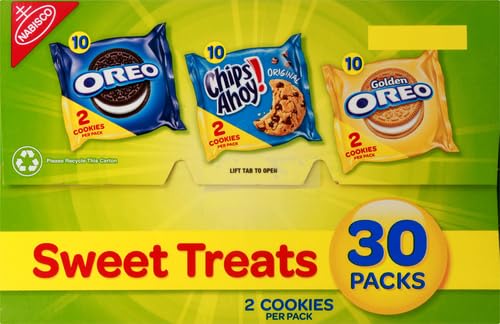 Nabisco Sweet Treats Cookie Variety Pack OREO, OREO Golden & CHIPS AHOY!, 30 Snack Packs (2 Cookies Per Pack) (Pack of 2)
