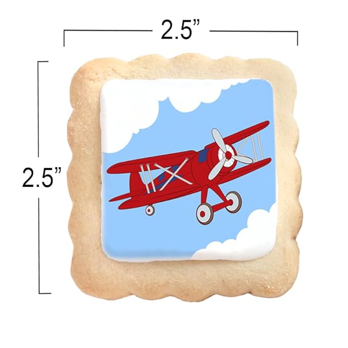 Airplane Cookies Theme 24 Pack Cookies Individually Wrapped | Red Glider Blue Sky Clouds Treats Dessert Birthday Party Baby Shower Aviation