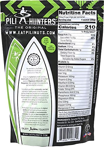 Pili Hunters - Wild Sprouted Pili Nuts, Traditional Fried Avocado Oil (5 oz Bag) Keto/Paleo/Vegan Snacks, Low Carb Energy, Gluten Free, Superfood, The Original As Seen on TV