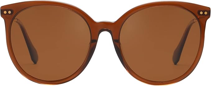 DUCO Oversized Polarized Sunglasses Womens Trendy Mirrored Shades Retro Round Vintage Light Weight UV400 Sun Glasses W016