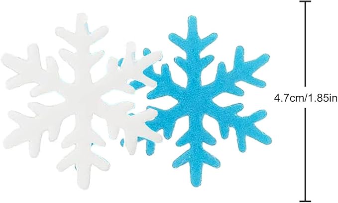 50 Pcs Edible Snowflakes Cupcake Cake Toppers Christmas Winter Theme Party Decoration Supplies White and Blue