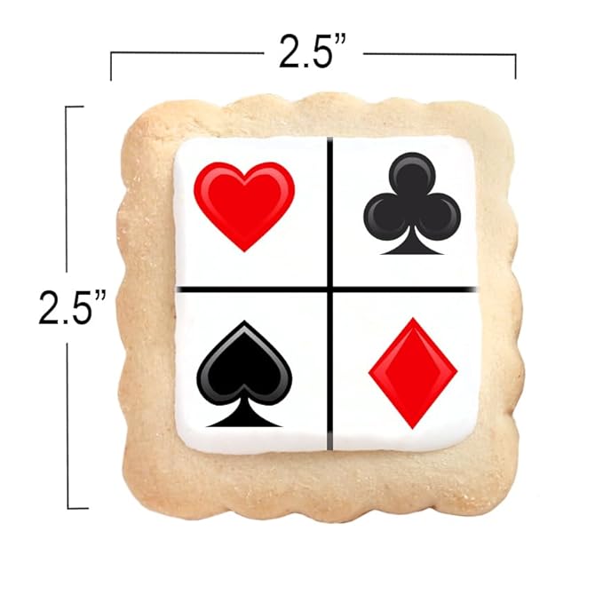 Poker Themed Cookies Casino Game Night Club Dice Treats | 24 Pack Bulk | Individually Wrapped | Cards Ace Spade Snacks Cookie