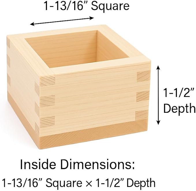 JapanBargain, 4-Pack Small Hinoki Cypress Masu Sake Cups – Made in Japan Wooden Sake Box Cups with Leak-Resistant Interlocking Joints, Natural Aroma – For Chilled Sake, 2 Ounce