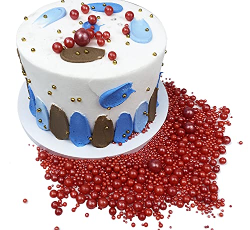 Christmas Sprinkles Edible Pearl Sugar Red Candy 120g/ 4.2oz Baking for Cake Decorations Cupcake Toppers Cookie Decorating Ice Cream Toppings Celebrations Shaker Jar Wedding Shower Party Chirstmas Supplies