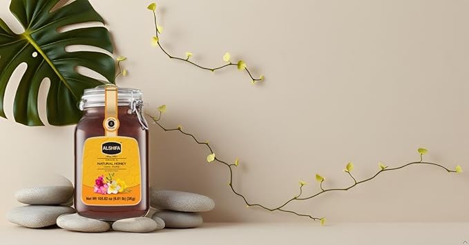 ALSHIFA Natural Honey 6.61lb (3kg) | Pack of 1 | Raw, Pure & Unpasteurized | 100% Pure Wildflower Honey | Healthy & Rich in Nutrients | No Added Sugar | Glass Bottle