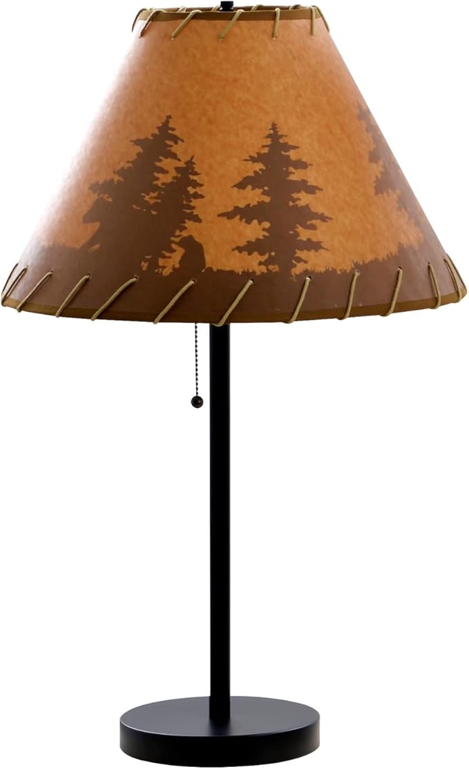 Catalina Lighting 19908-000 Rustic Cabin Lodge 3-Piece Table & Floor Lamp Set, LED Bulb NOT Included, 58", Forest Print,Set of 3