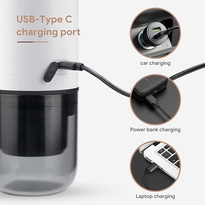 BENFUCHEN 3 in 1 Portable Espresso Machine With NO Heating Function, Type-C Charging Electric Espresso Maker, 17 Bar Mini Coffee Maker For N ESPRESSO/DolceGustoPods & Ground Coffee On the Go, Black