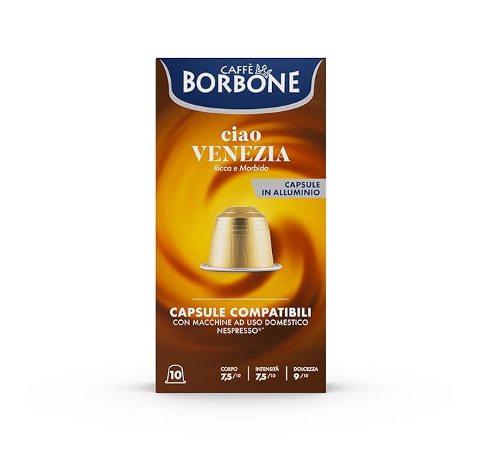 Caffe Borbone Aluminum Coffee Pods, Ciao Venezia, Medium Roast, Full-Bodied and Sweet, Genuine Italian Espresso - Compatible with Nespresso Original, NOT compatible with Vertuo - 100 Count