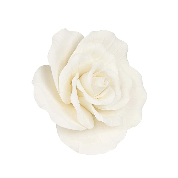 O'Creme Garden Roses Gumpaste Flower Set - White Edible Flowers for Cake Decorating - Sugar Paste Flower Decorations for Cakes, Candy, Cupcake Toppers - Birthday, Wedding, Valentines Day, Baby Shower