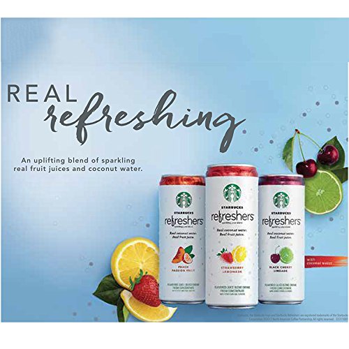 Starbucks, Refreshers with Coconut Water, Strawberry Lemonade, 12 fl Oz. Cans (12 Pack)