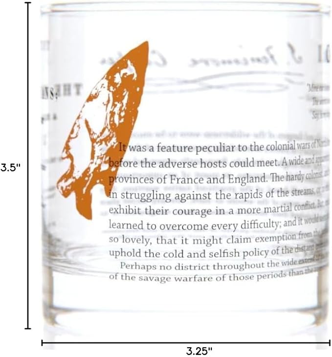 Well Told Classic Literature Rocks Glass - The Last of the Mohicans by James Fenimore Cooper - Old Fashioned Whiskey Glass Gift for Book Lovers (11 oz)