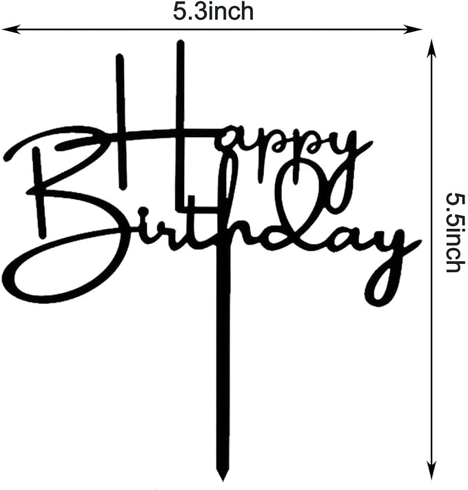 ZHENGYE 4 PCS Happy Birthday Cake Topper Set Black Happy Birthday Cupcake Toppers Acrylic Cake Toppers Decoration For Women Men Children Birthday Party Decoration Supplies