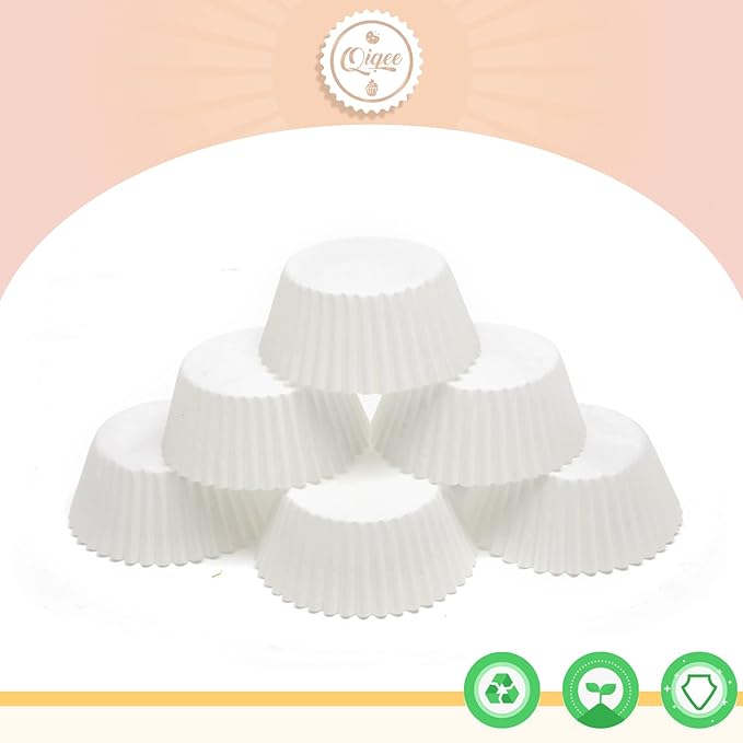 qiqee 600 Count Large Size Cupcake Liners White Muffin Liners Food Grade Jumbo Baking Cups Paper No Smells竊뉽arge Sizeç«?"<div>