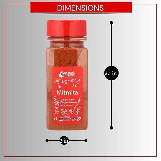 USimplySeason Mitmita Spice, 6oz - Fiery Ethiopian Blend for Meat & Lentils - All-Natural, Vegan, Non-GMO, Crafted in the USA.