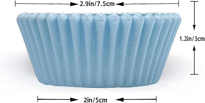 QiQee 300 Counts Cupcake Liners - Food Grade 6 Solid Blue Colors Cupcake Papers Muffin Baking Cups (Standard Size)