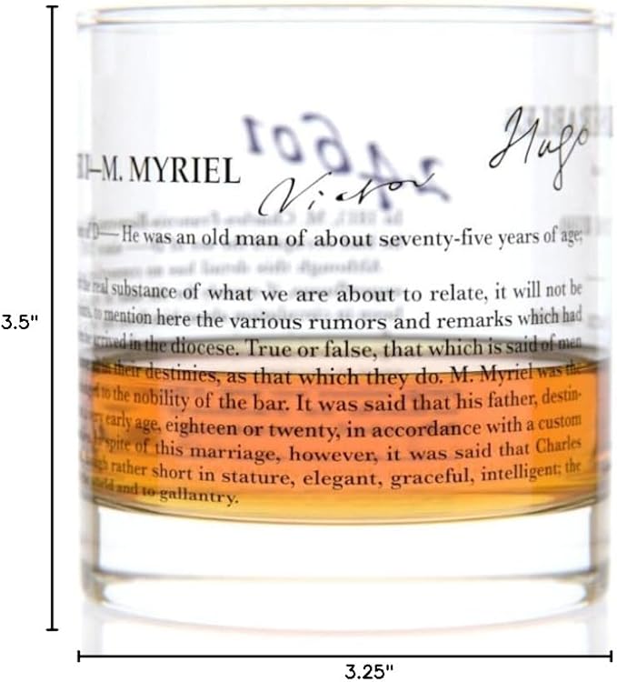 Well Told Classic Literature Rocks Glass - Les Misérables - Old Fashioned Whiskey Glass Gift for Book Lovers (11 oz)