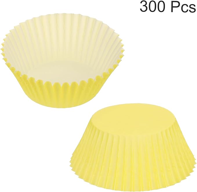 uxcell 300 Pcs Cupcake Liners, Muffins Paper Baking Cups Wrappers Standard Greaseproof for Baking Cupcake Wrapper, Yellow