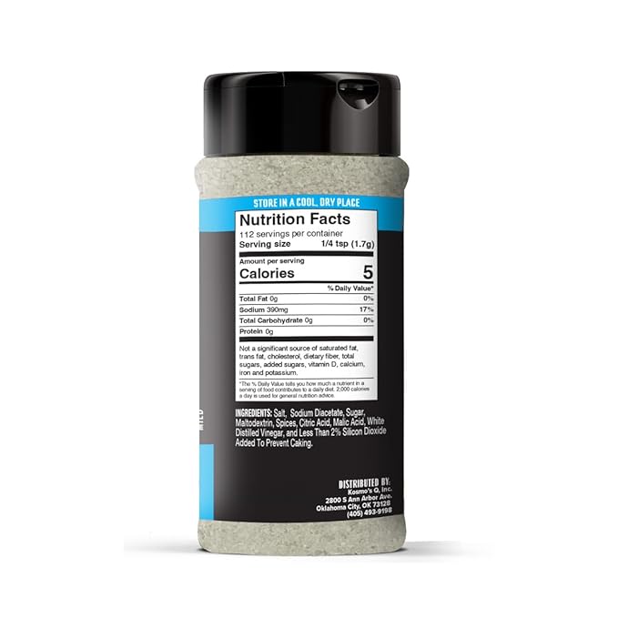 Kosmos Q Salt & Vinegar Seasoning Wing Dust, Salt & Vinegar Chicken Wing Seasoning For Chicken, Popcorn, Fries, & More, Savory & Tangy Flavor, Dry Rub Dust For Grilling & Smoking, 8 Oz Shaker Bottle