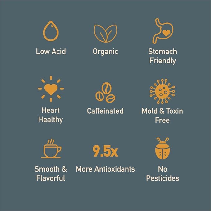 Healthy Bean Organic Espresso Ground Coffee Dark Roast - Low Acid Coffee Grounds for Sensitive Stomach - Dark Espresso Roast, USDA Organic, High Antioxidants, Strong and Rich Flavor, 11oz