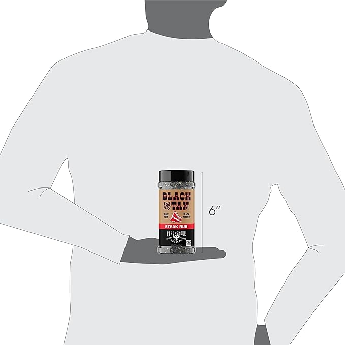 Fire & Smoke Society Black & Tan Steak Seasoning | BBQ Rubs, Steak Rub for Smoking and Grilling Meat | Steaks, Brisket, Burgers Dry BBQ Rubs and Spices | XL 13.6 oz (2-Pack)