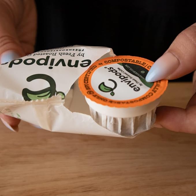 Fresh Roasted Coffee, Organic Donut Shop envipods | BPI Compostable, USDA Organic, Kosher | Med Roast, 36 Count Individually Wrapped for K Cup Brewers | Not for use in Ninja or Hamilton Beach Brewers