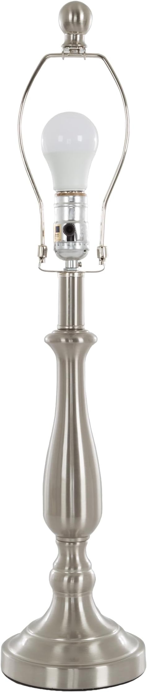 Brushed Steel Table Lamps - Set of 2 Traditional Accent Lights with LED Bulbs - Home Décor for Bedroom, Living Room, Office, or Entry by Lavish Home