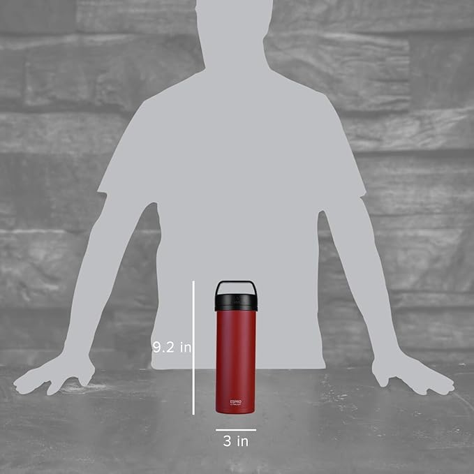 ESPRO P0 Ultralight French Press Coffee Maker for Travel, Vacuum Insulated Stainless Steel, 16 Ounces, Cranberry