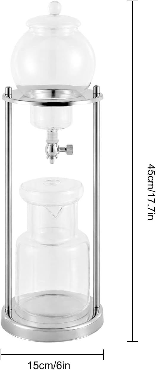 Cold Brew Drip Coffee Maker, 600ml/20.29oz Iced Coffee Brewer Machine Dripper Pot with Measuring Spoon and Stainless Steel Filter for Home Office Coffee Shop