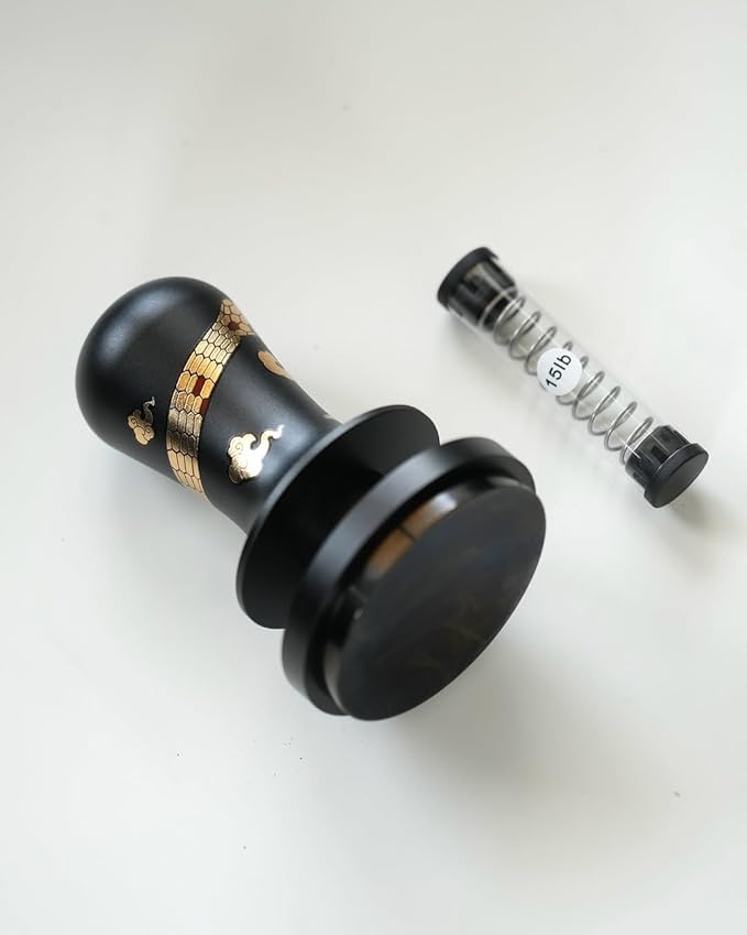 MHW-3BOMBER 58.35mm Espresso Tamper New Year Edition Snake Pattern - 3 Spring Loaded Coffee Tamper with Sound Feedback - Barista Tamper Tool with Ergonomic Handle Flat Base T6069FS-OS
