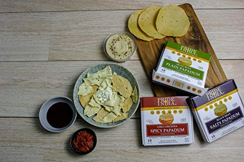 Pride Of India - Spicy Chickpea Masala Papadum Lentil Crisp, Pack of 6-10 count Box (3.53oz - 100gm) - Instant Popping Chips, Gluten-Free Crackers, Healthy Indian Snacks