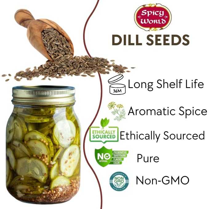 Spicy World Dill Seeds Whole Spice | Perfect for Pickling and Eating | 2 Pound Resealable Bag