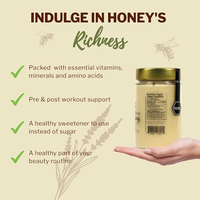 Oneroot 100% Canadian Flower Honey - Honey Wildflower Unfiltered, Unheated & Creamed, Nutrient Rich Raw Wildflower With Enzymes, Thick Natural Sweetener (1.1 lbs)